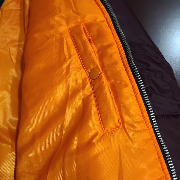 THE KOOPLES MAROON BOMBER JACKET WITH ORANGE LINING - Picture 12 of 15